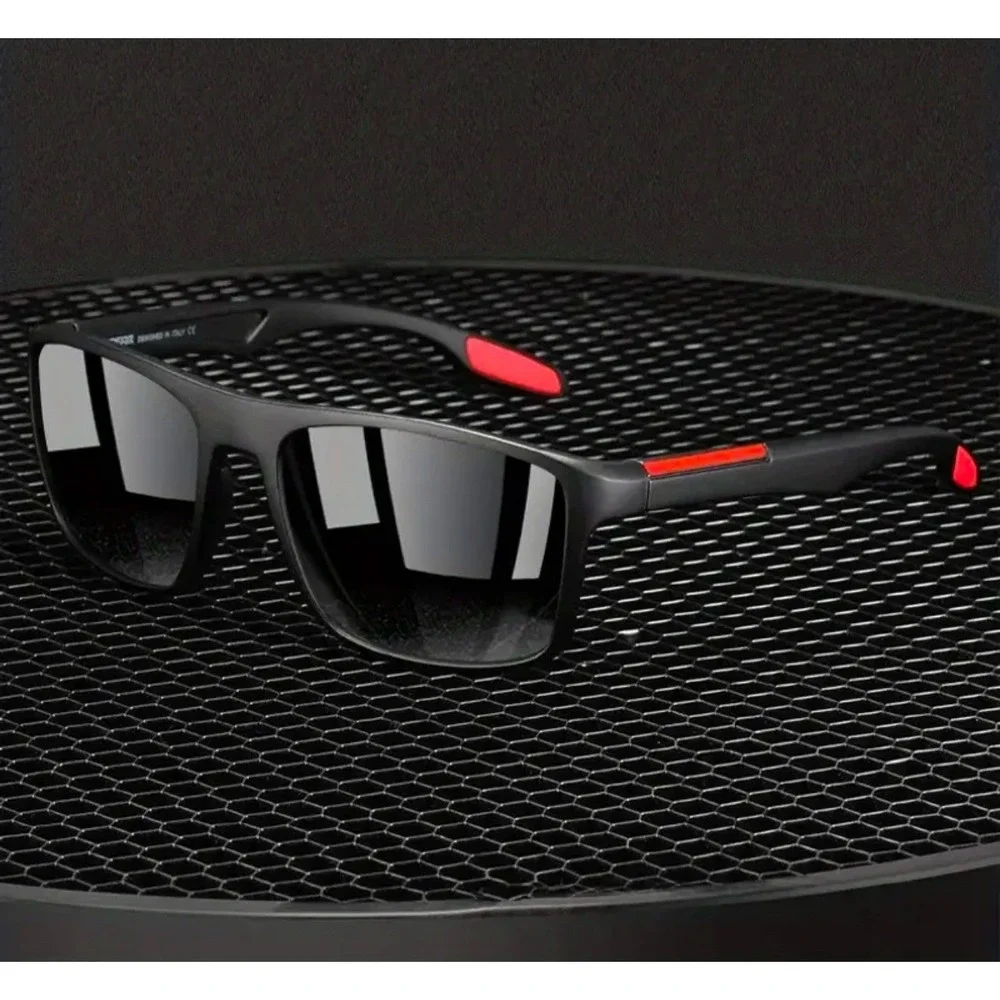 Men's Sport‎ Sunglasses Black Frame Red Accent Driving Fishing Golf Driving Run
